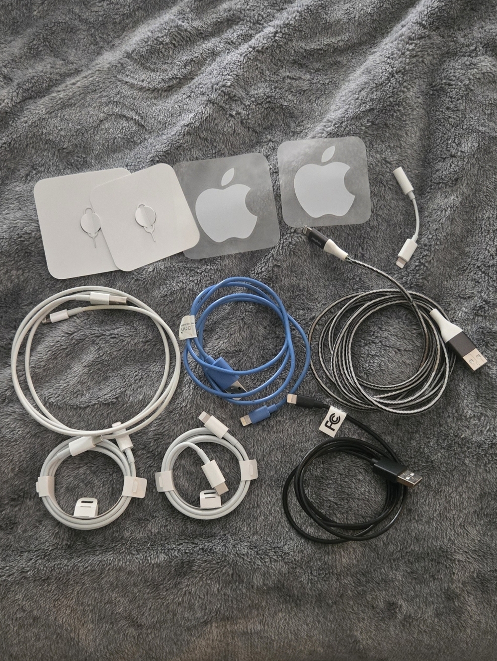 Apple Accessories Bundle Lightning Charging Cables, Stickers, SIM Tools